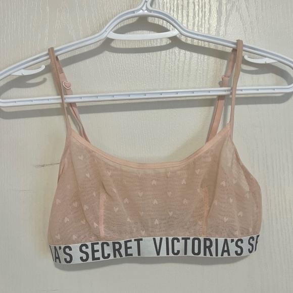 Victoria Secret Mesh Heart Light Pink Bralette - Picture 1 of 3